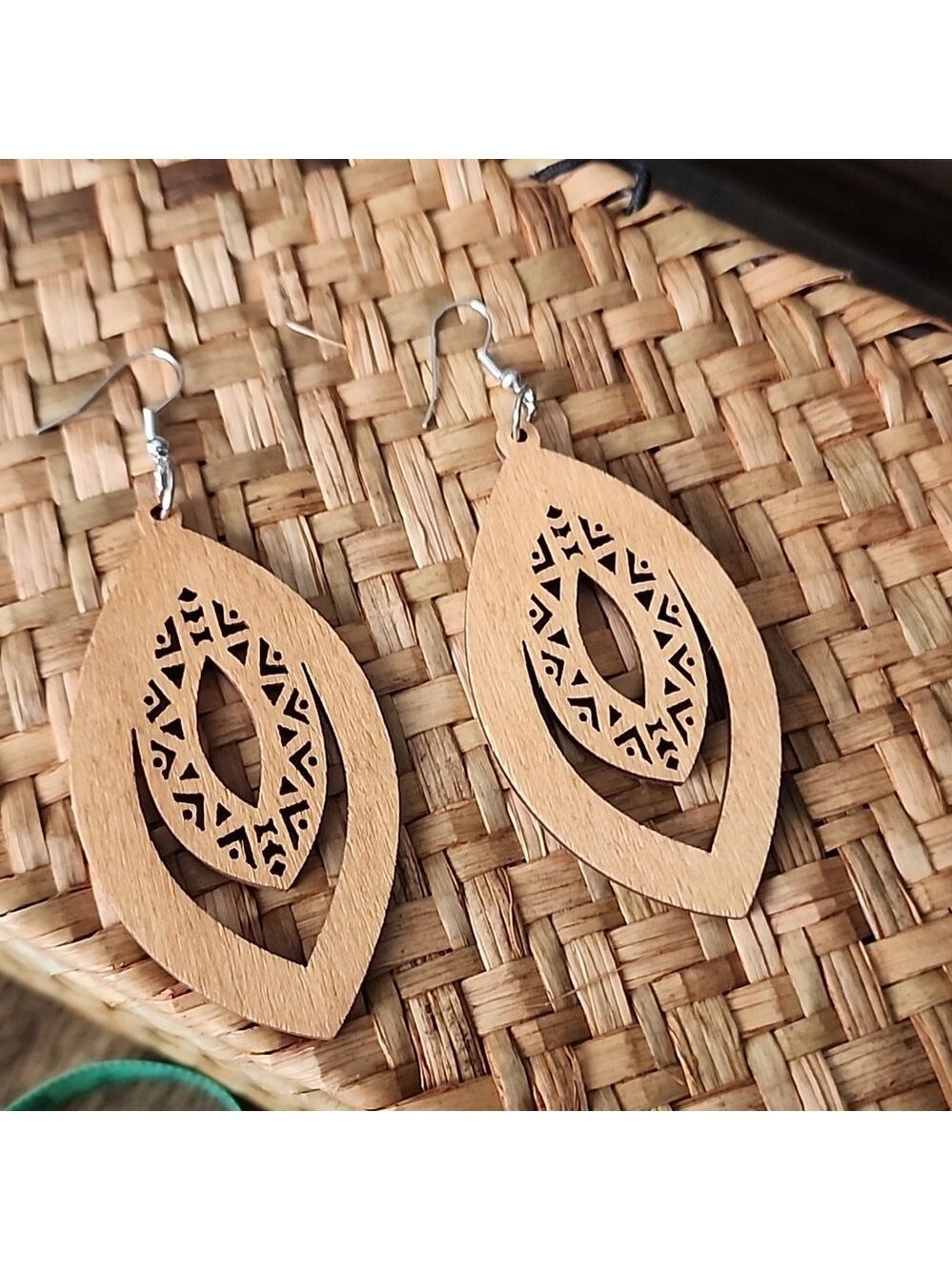 BOHO WOOD Cutout Teardrop  Earrings